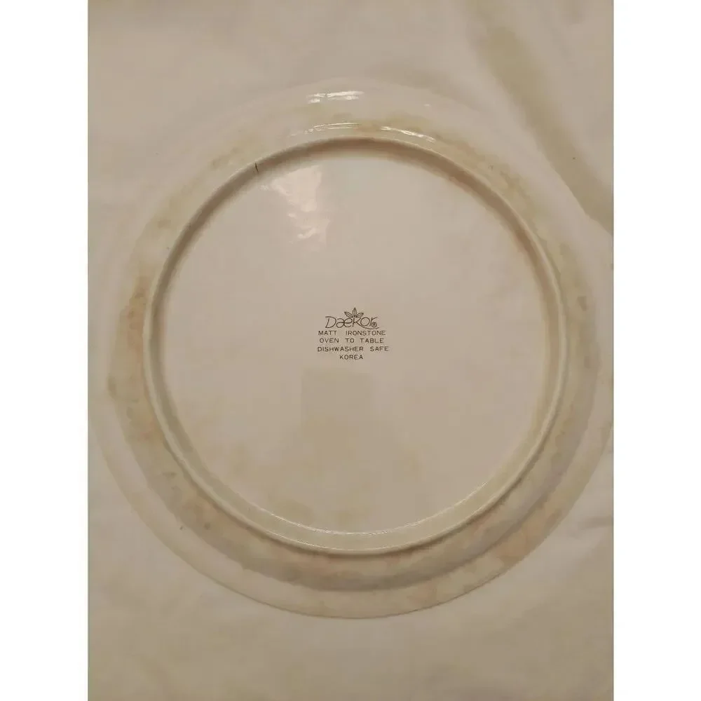 Vintage Daekor Matt Ironstone Beige/Brown Floral Oven To Table Plate
